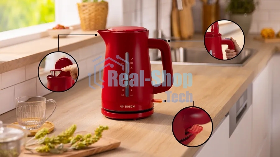 Чайник электрический Bosch TWK3M124 1,7 л, темно-красный