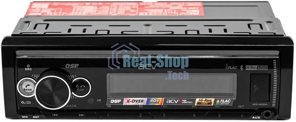 Автомагнитола ACV ADX-903BM, 1 DIN, Bluetooth, USB Type-A, AUX, пульт ДУ