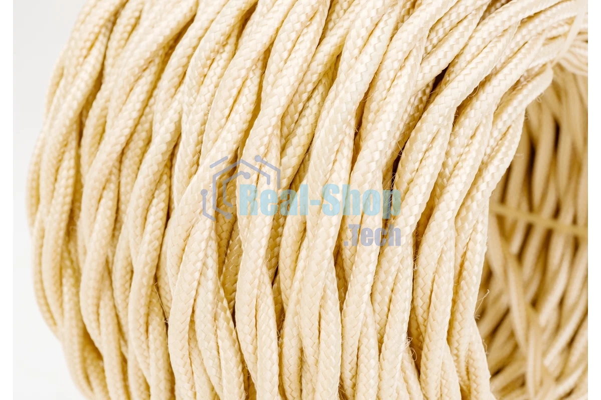 Провод ретро Bironi B1-424-719-50 2х1.5 матовый, песочное золото (уп. 50 м)