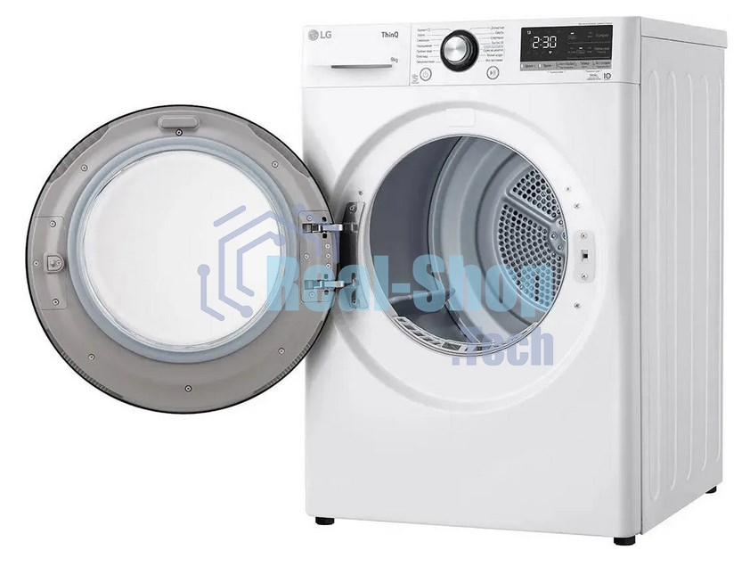 Сушильная машина LG DC90V3V6W белый, 9 кг, сушка - тепловой насос, программ - 14, 60 x 85 x 66 см