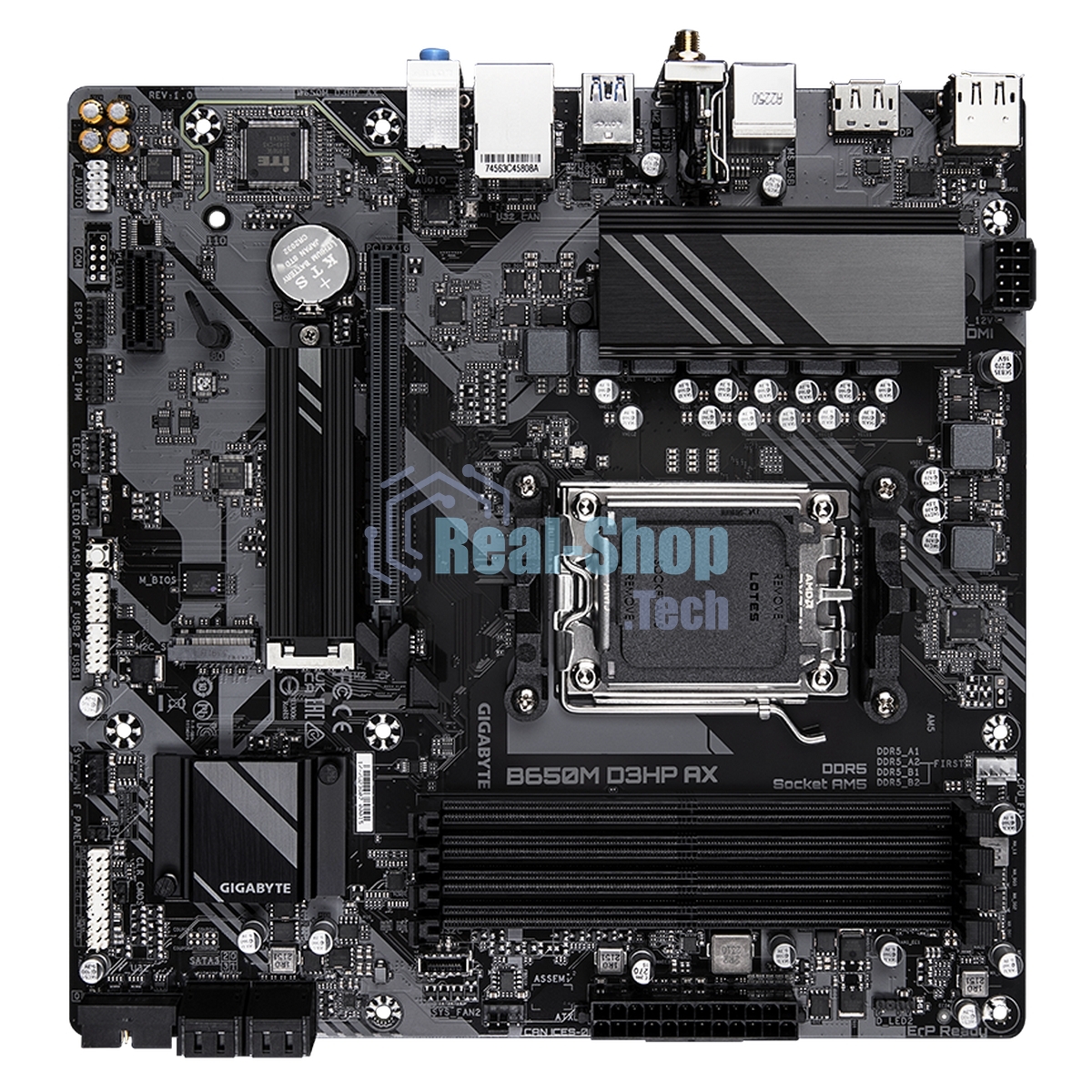 Материнская плата Gigabyte B650M D3HP AX (V1.2), AM5, AMD B650, 4xDDR5, 4xSATA, 2xM.2, 1xPCI-E 4.0 x16, 1xPCI-E 4.0 x1, 3xUSB-A 3.2 Gen 1, 1xUSB-C 3.2 Gen 2, 1x 2.5Gb LAN, 3x3.5 мм, 7.1, Micro-ATX