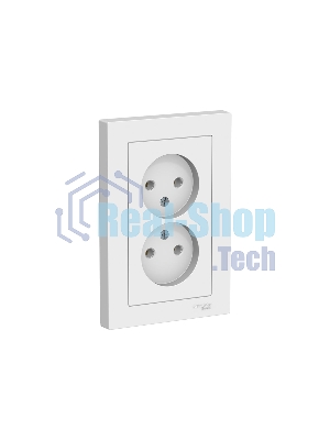 Розетка 2-м AtlasDesign без заземл. 16А в сборе белый SchE ATN000120