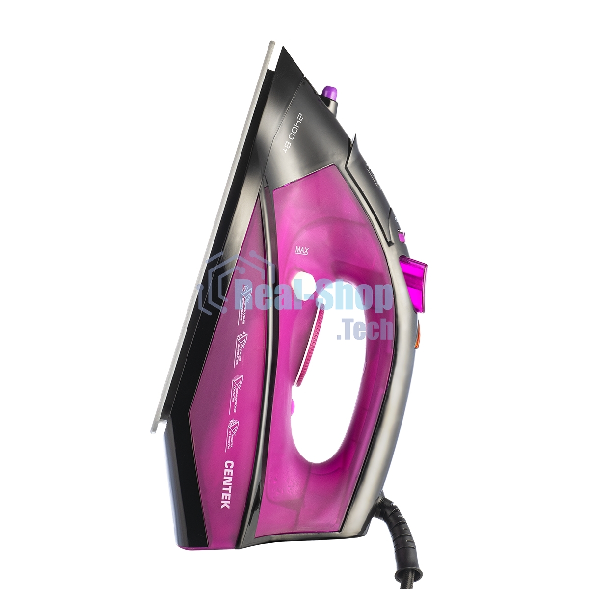 Утюг Centek CT-2355 фиолетовый, 2500 Вт, 45 г/мин, 160 г/мин, 270 мл