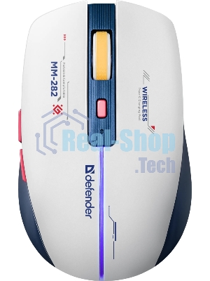 Мышь беспроводная Defender Dila MM-282 белый/синий, 1800 dpi, радиоканал, USB, кнопки - 6