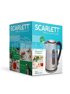Чайник электрический Scarlett SC-EK21S13 1.7л. 2200Вт серебристый/черный корпус: металл/пластик