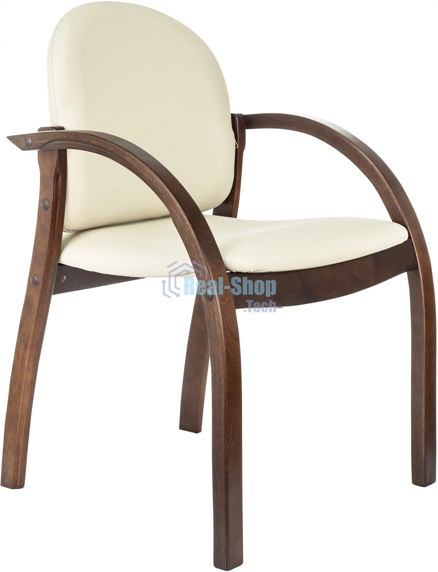 Стул Бюрократ ДЖУНО светло-бежевый, эко.кожа, на ножках дерево