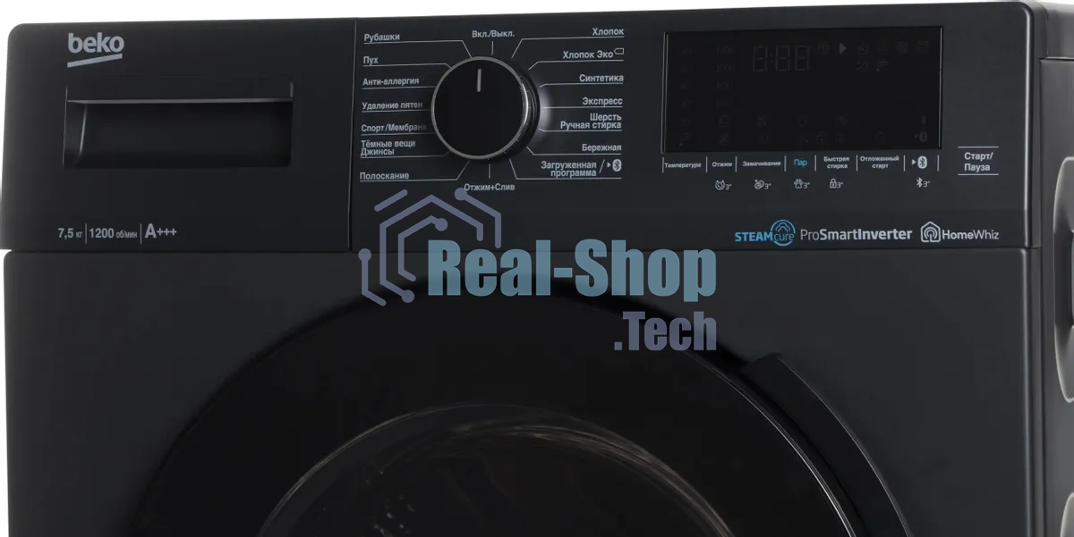 Стиральная машина Beko WSPE7H616A темно-серый, загрузка фронтальная 7,5 кг, 1200 об/мин., класс: А