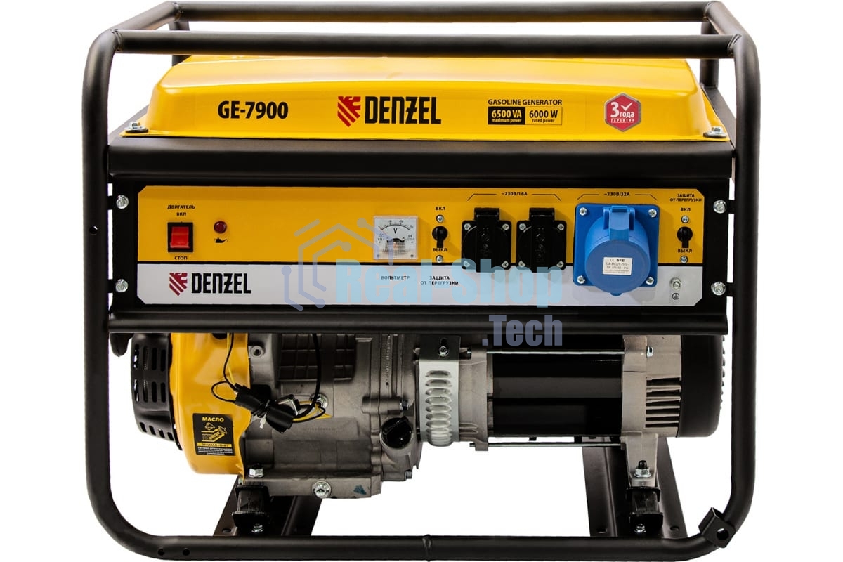 Электрогенератор бензиновый Denzel GE 7900, 6.5 кВт, 97 дБ, 74 кг