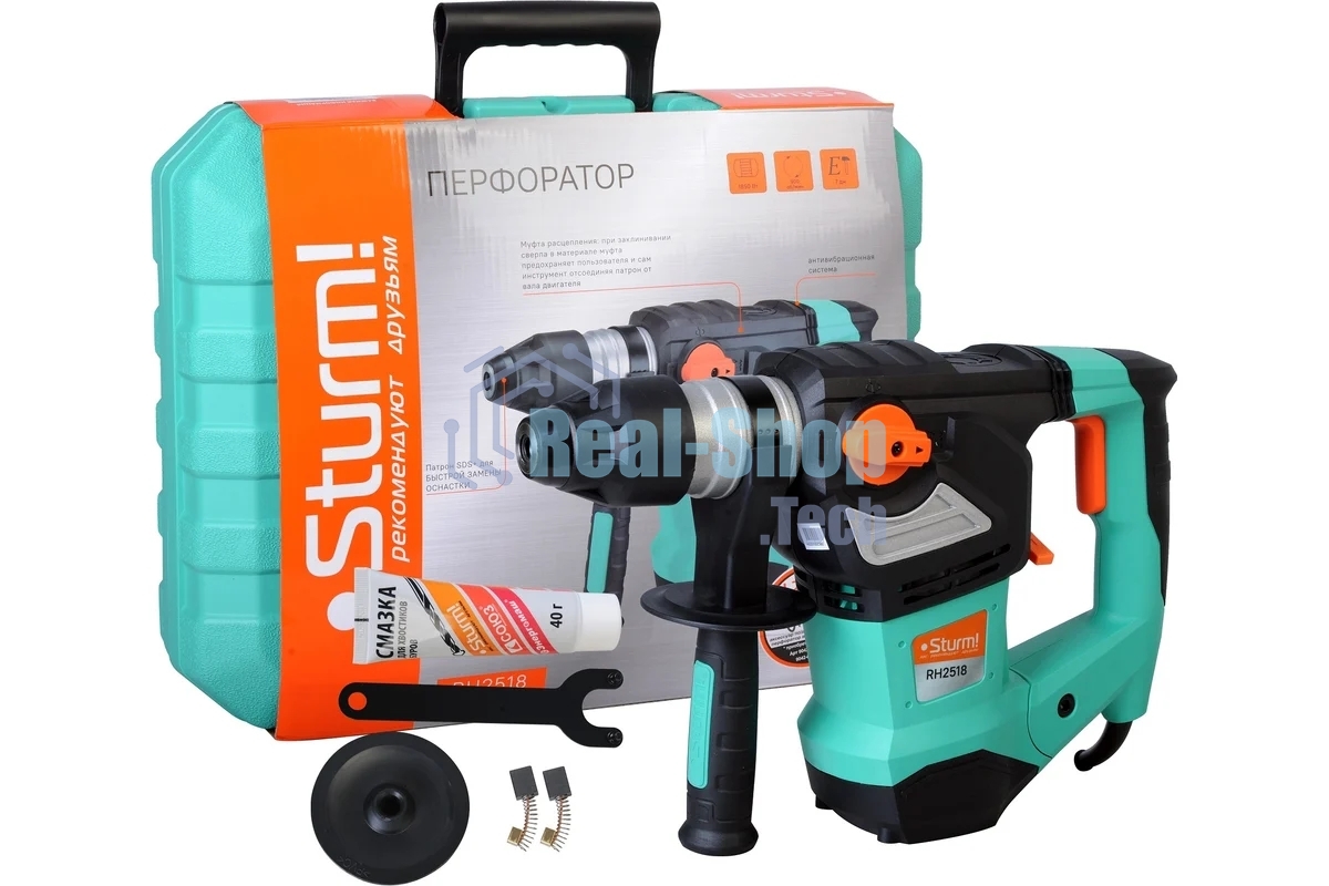 Перфоратор Sturm RH2518 1850Вт SDS+ 36мм 750об/мин 5Дж 3 режима кейс