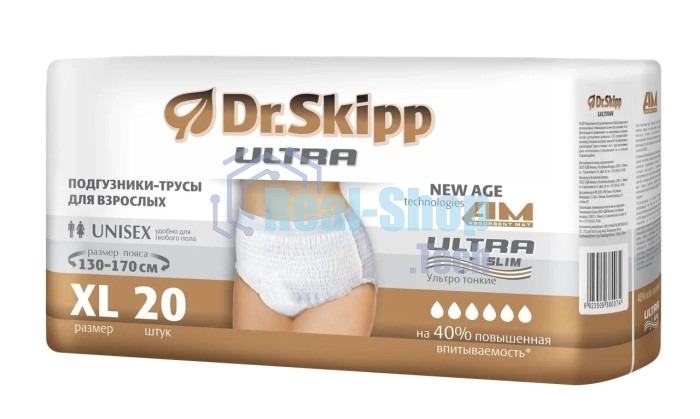 Подгузники-трусы для взрослых Dr.Skipp Ultra, р-р XL (130-170 см), 20 шт. 8095