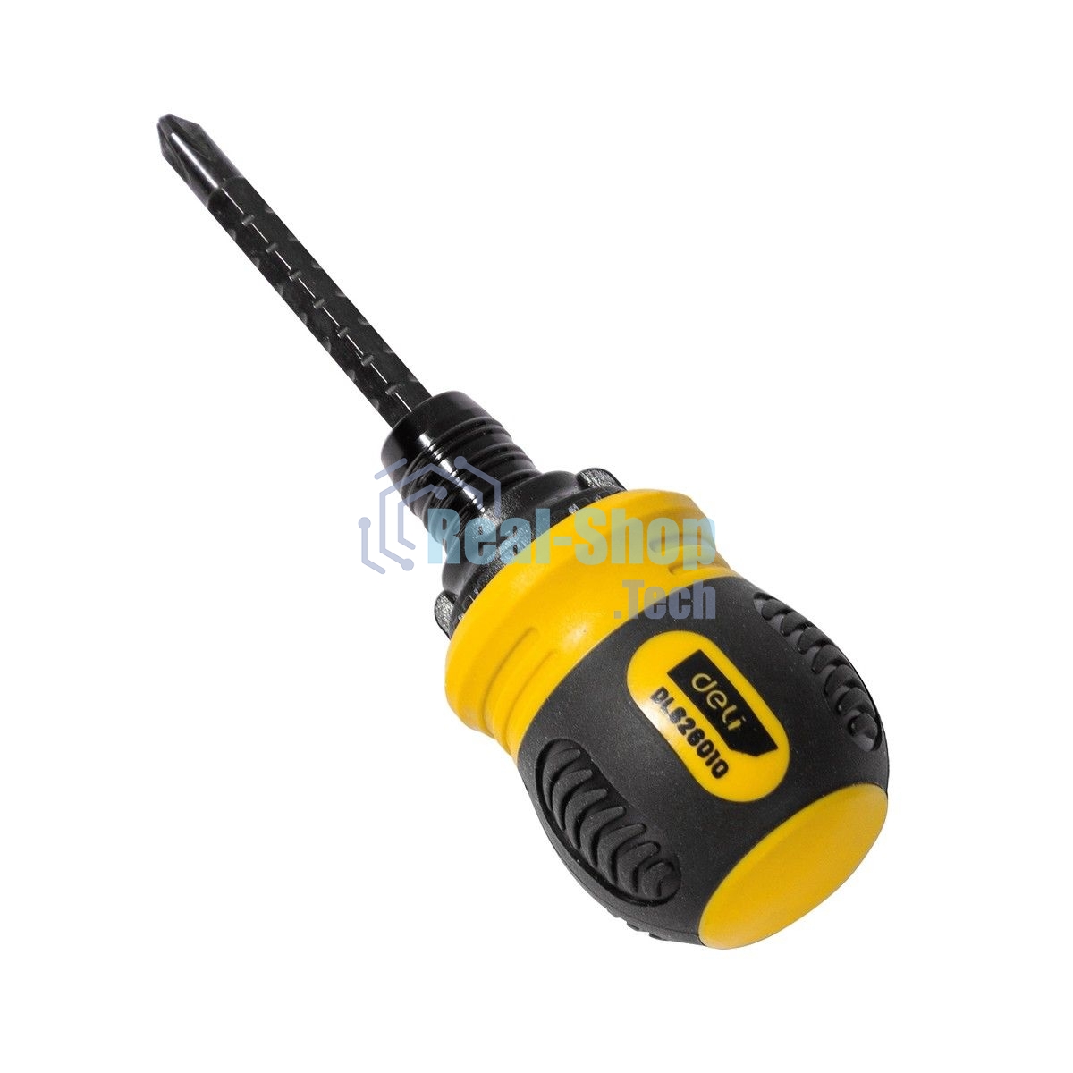 Двухсторонняя отвертка с трещеткой Deli DL626010 PH2+SL6x85мм 6/PH2x85мм. Материал биты: Cr-V. Общая длина: 95-140 мм. Диаметр хвостовика: 6,3 мм.