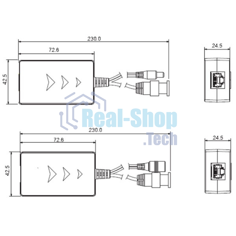 Приемопередатчик 1-канальный пассивный HDCVI/TVI/AHD видеосигнала по витой паре вместе с питанием