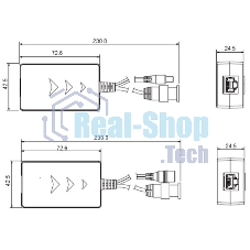 Приемопередатчик 1-канальный пассивный HDCVI/TVI/AHD видеосигнала по витой паре вместе с питанием