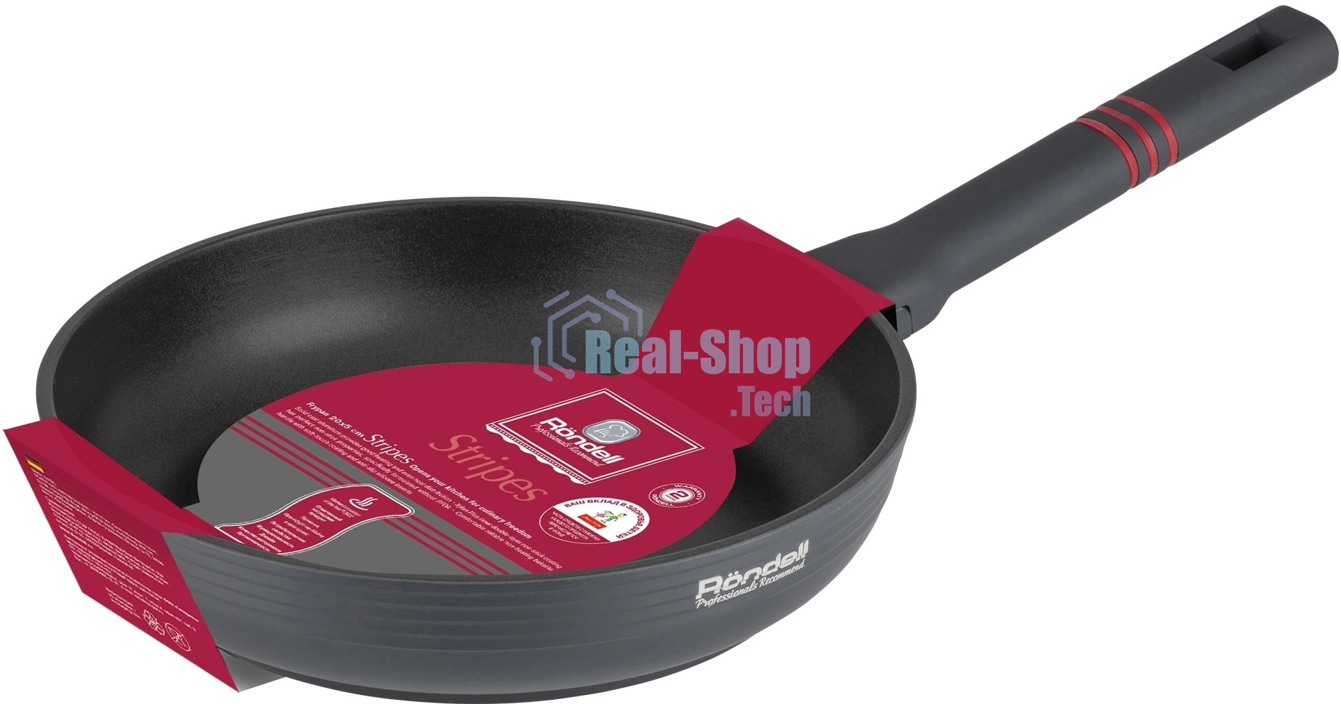Сковорода Rondell Stripes RDA-1614 круглая 28 см покрытие: Xylan Plus ручка несъемная (без крышки) серый