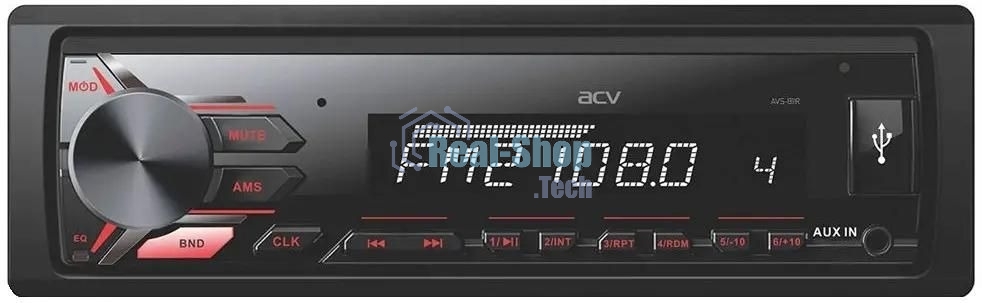 Автомагнитола ACV AVS-811R, 1 DIN, USB Type-A, AUX, съёмная панель