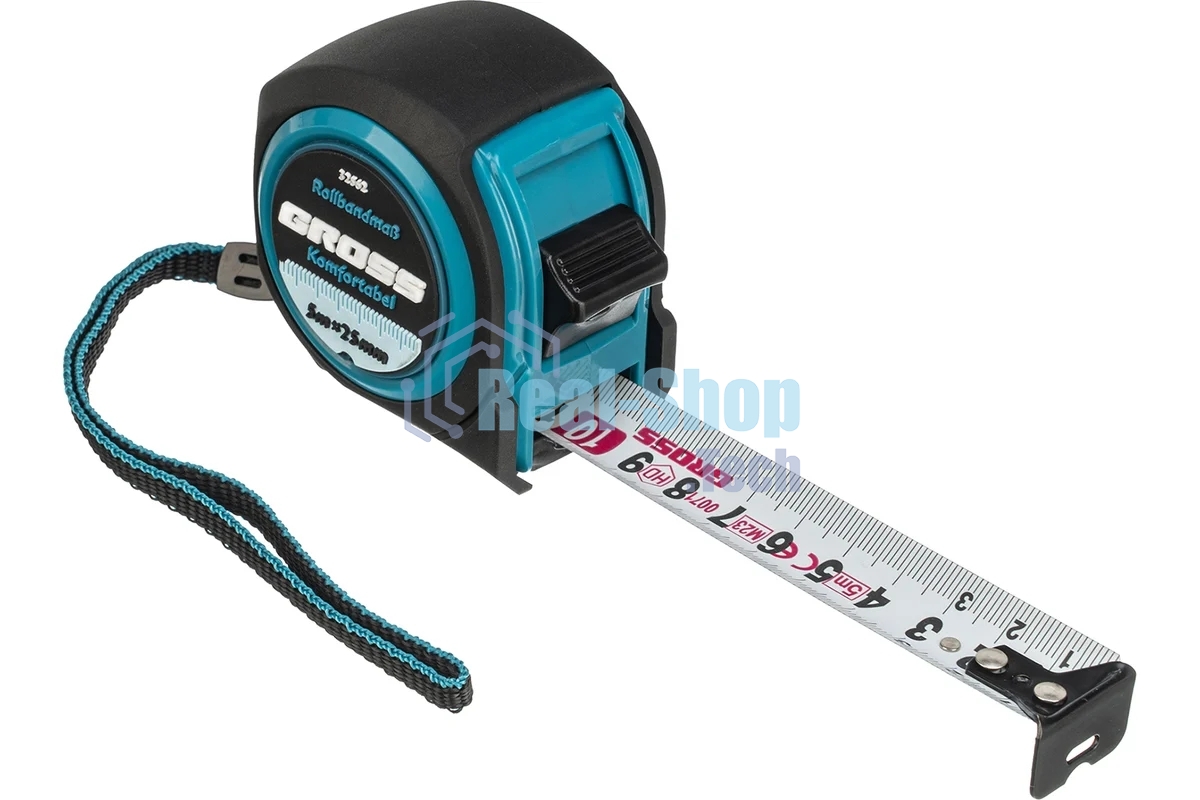 Рулетка Gross Komfortabel, 5 м х 25 мм, обрезиненный корпус