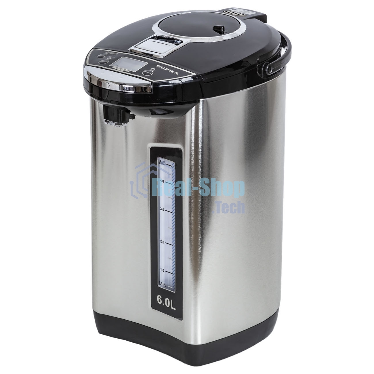 Термопот SUPRA TPS-7755 6 л, 850 Вт, серебристый с черным