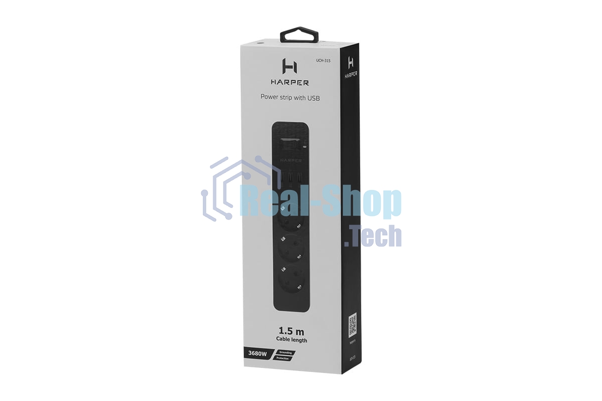 Удлинитель с USB зарядкой HARPER UCH-315 черный