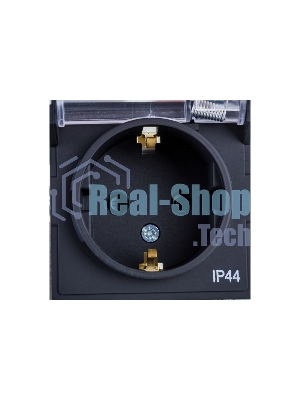 Механизм розетки 1-м СП AtlasDesign Aqua 16А IP44 с заземл. защ. шторки с прозрачной крышкой карбон SchE ATN441046