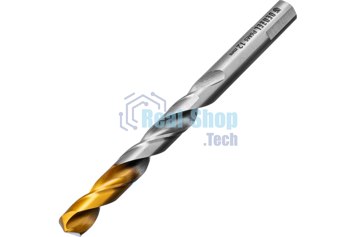 Сверло спиральное по металлу Denzel 12 x 151мм, Р6М5, Golden Tip