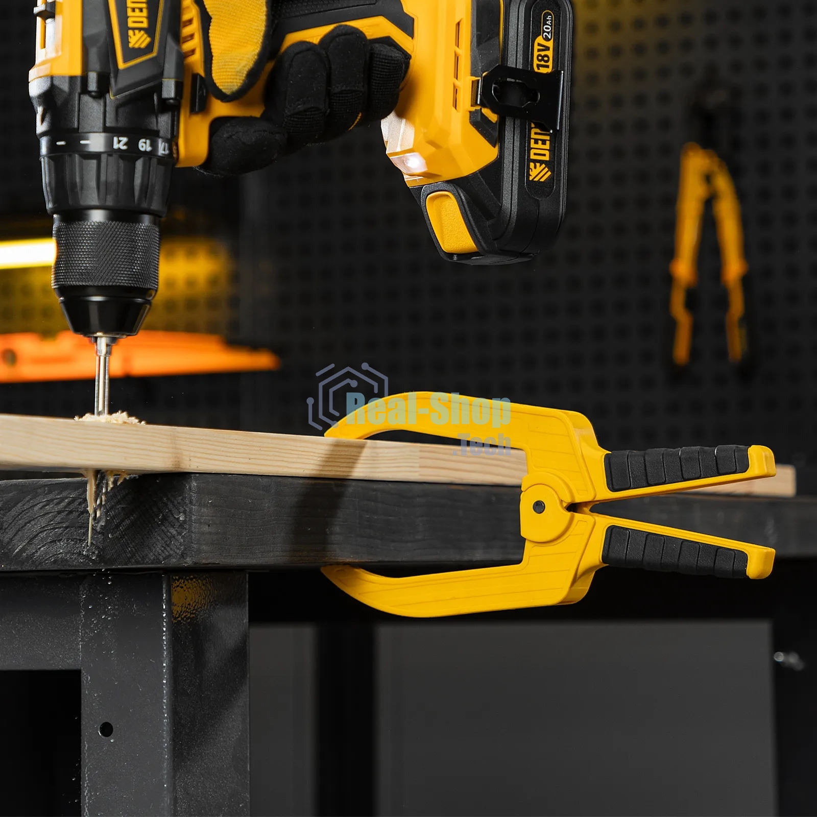 Струбцина Denzel клещеобразная, удлиненная 75 х 110 мм двухкомпонентные рукоятки