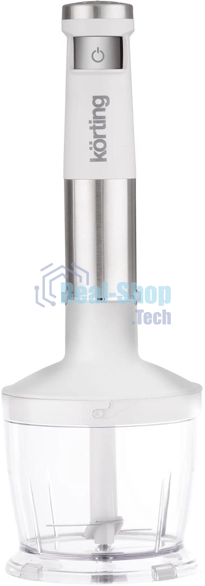 Погружной блендер KORTING KHB 0313 W, беспроводной, мощность 150 Вт, кнопочное управление, 3 насадки (блендер, измельчитель, миксер), 5 скоростей, объем чаши 500 мл, защита двигателя от перегрева/перегрузки, цвет белый