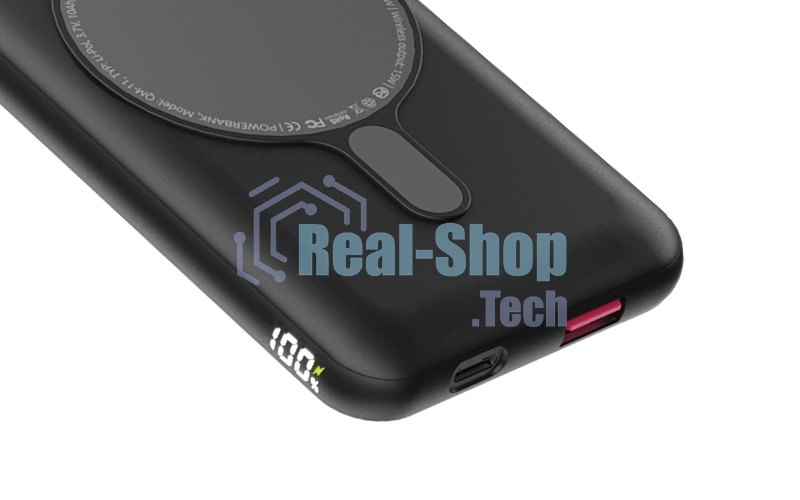 Внешний аккумулятор OLMIO QM-11, 10000mAh, 22.5W QuickCharge3.0/PowerDelivery, 15W wireless, серый