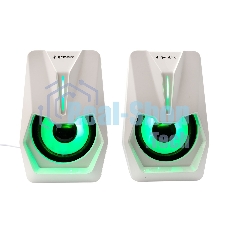 Акустическая система 2.0 Gembird SPK-303-W, 6Вт, пластик, рег.громкости, LED подсветка, белый
