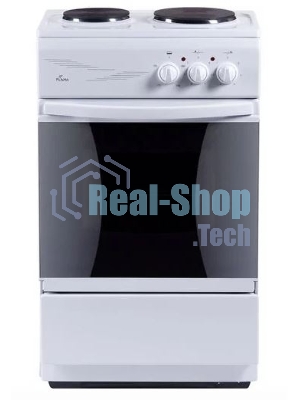 Плита электрическая Flama CE 3201 W белый, конфорок 2 шт, духовка 30 л, 50 см x 85 см x 36 см