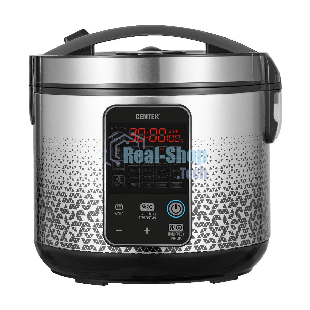 Мультиварка Centek CT-1499 (черный/сталь) 900Вт, 5.0л, 25 программ, мультиповар, антиприг. покрытие