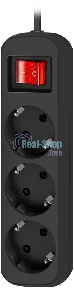 Удлинитель Defender G318 черный, 1.8 м, EURO, 3 розетки, 2200 Вт