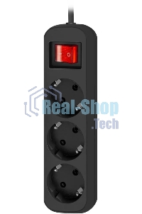 Удлинитель Defender G318 черный, 1.8 м, EURO, 3 розетки, 2200 Вт