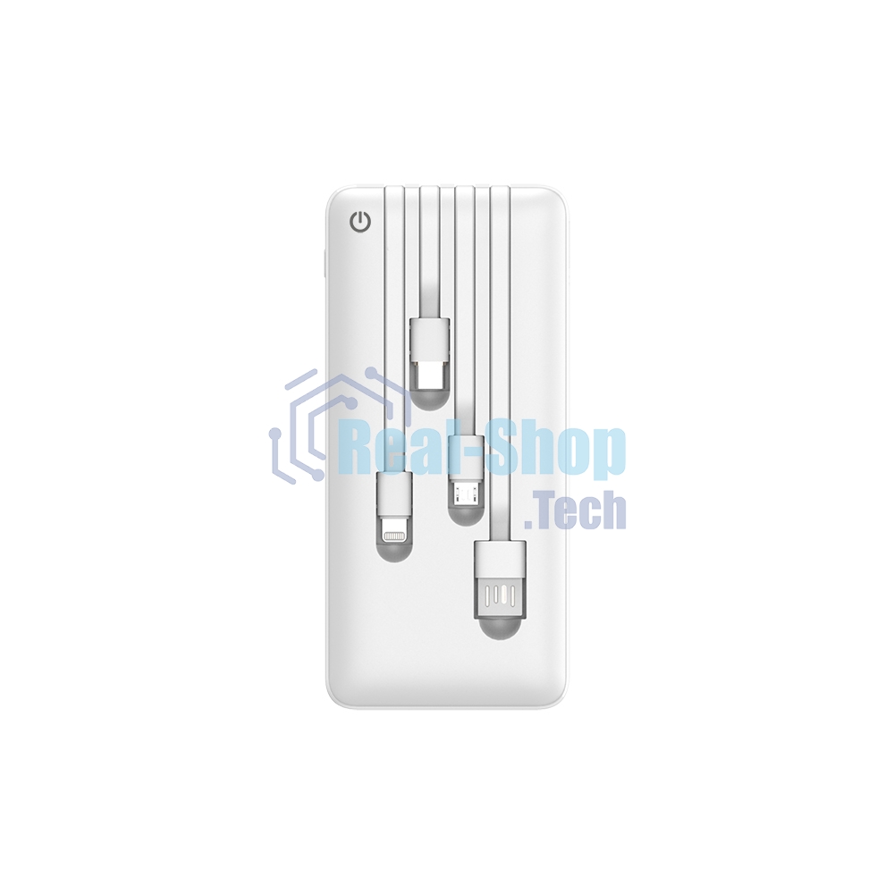 Портативный аккумулятор Powerbank Perfeo ABSOLUTE 10000mah In Micro usb,USB /Out USB,Micro usb,Type-C,Lightning, 2.1А/ белый (PF_B4879)