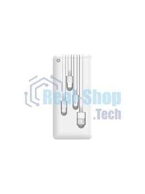 Портативный аккумулятор Powerbank Perfeo ABSOLUTE 10000mah In Micro usb,USB/Out USB,Micro usb,Type-C,Lightning, 2.1А/белый (PF_B4879)