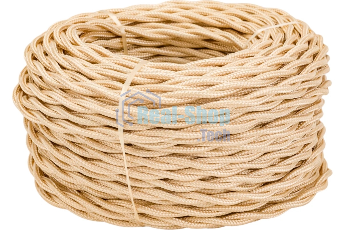 Провод ретро Bironi B1-424-719-50 2х1.5 матовый, песочное золото (уп. 50 м)