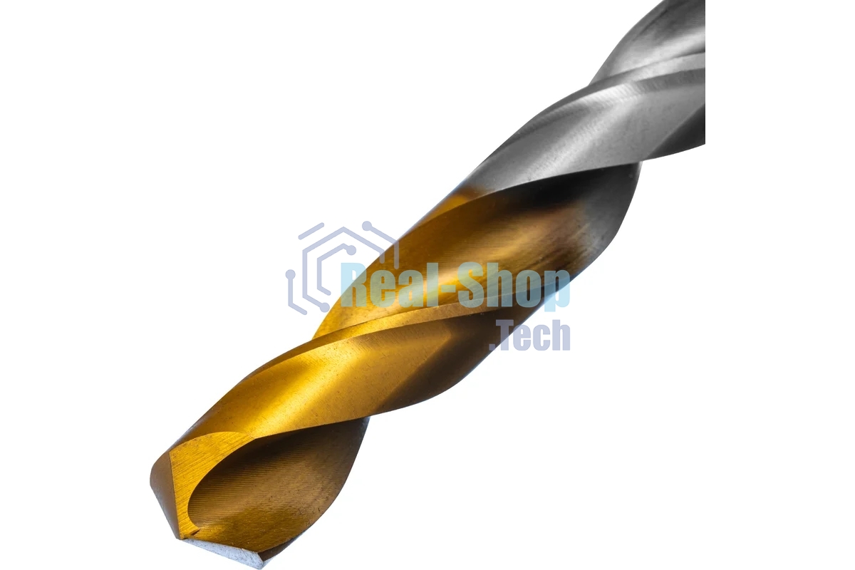 Сверло спиральное по металлу Denzel 12 x 151мм, Р6М5, Golden Tip
