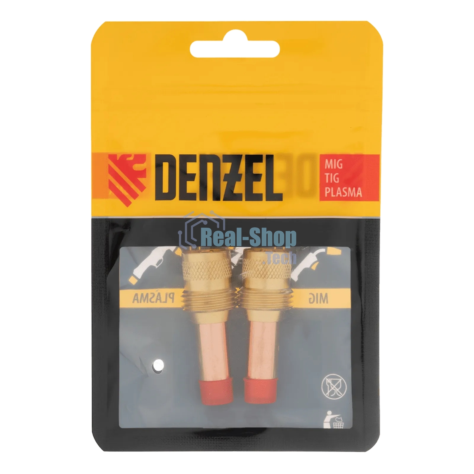 Держатель цанги Denzel с газовой линзой для электрода 2,4 мм, 2 шт