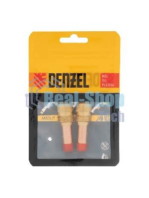 Держатель цанги Denzel с газовой линзой для электрода 2,4 мм, 2 шт