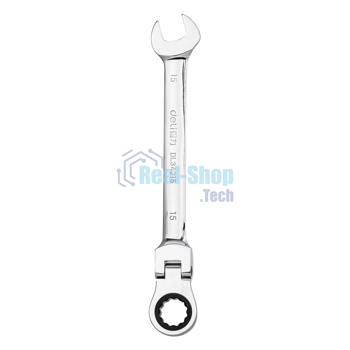 Набор комбинированных шарнирных ключей с трещоткой 8 шт Deli DL140208T Спецификация: 8,10,12,13,14,15,17,19мм. Сталь 40 Cr. Трещетка 50BV30 72Т.