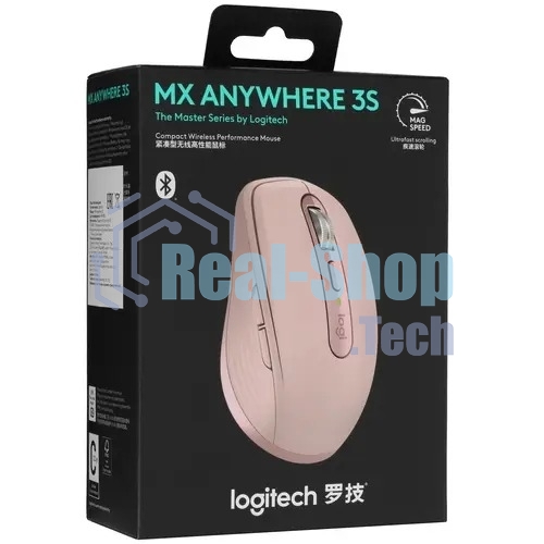 Мышь беспроводная/проводная Logitech MX Anywhere 3S розовый, 8000 dpi, радиоканал, Bluetooth, USB, кнопки - 6