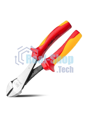 Диэлектрические усиленные диагональные бокорезы Deli DL512207 180мм, сталь Cr-V, сертификат VDE для работ под напряжением до 1000 В