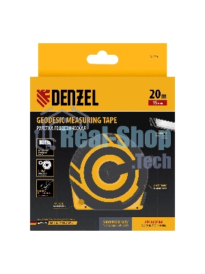 Рулетка геодезическая Denzel 20 м х 15 мм, закрытый корпус, фиберглассовая лента