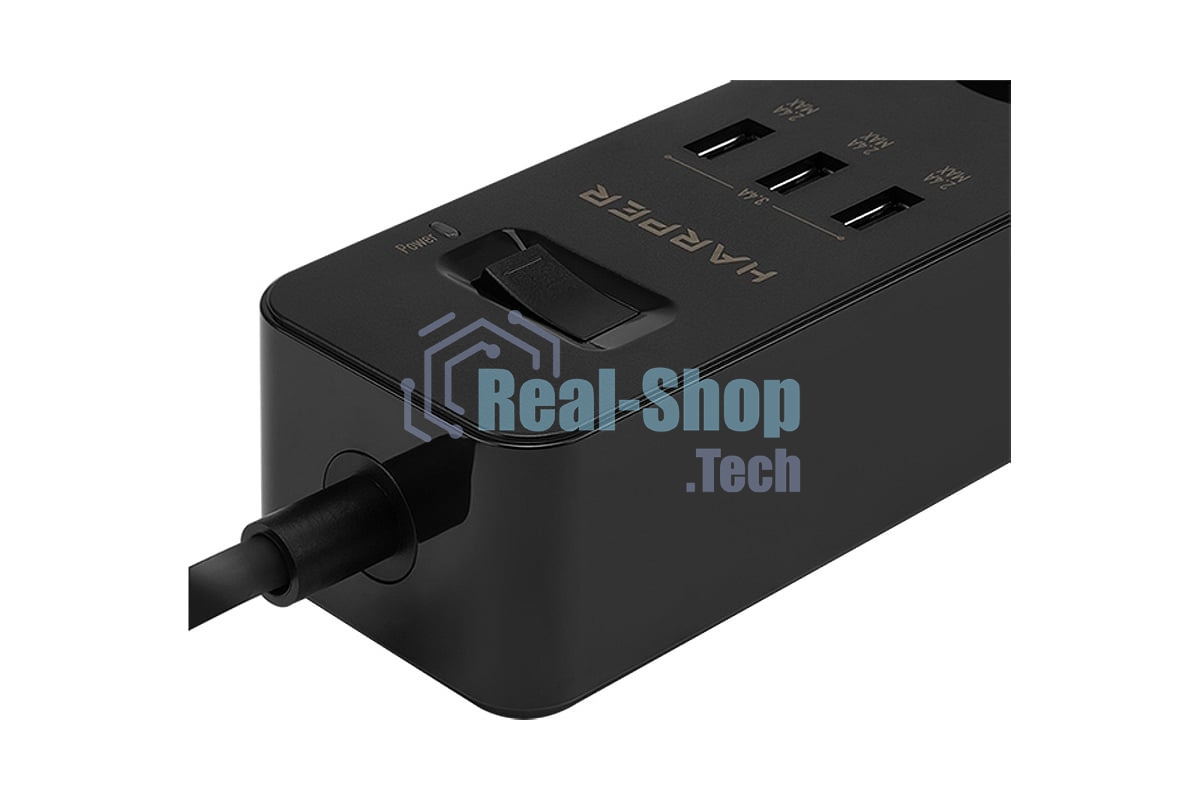 Удлинитель с USB зарядкой HARPER UCH-315 черный