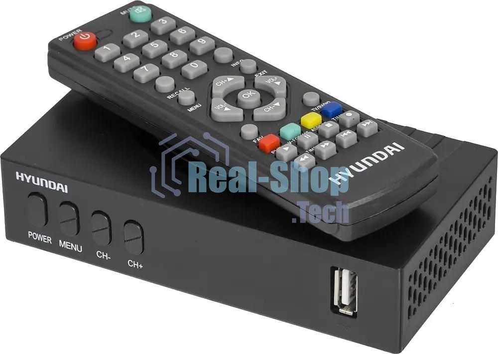 Приставка для цифрового ТВ Hyundai H-DVB440 черный, DVB-T2, DVB-T, DVB-C, HDMI, USB 2.0 x2