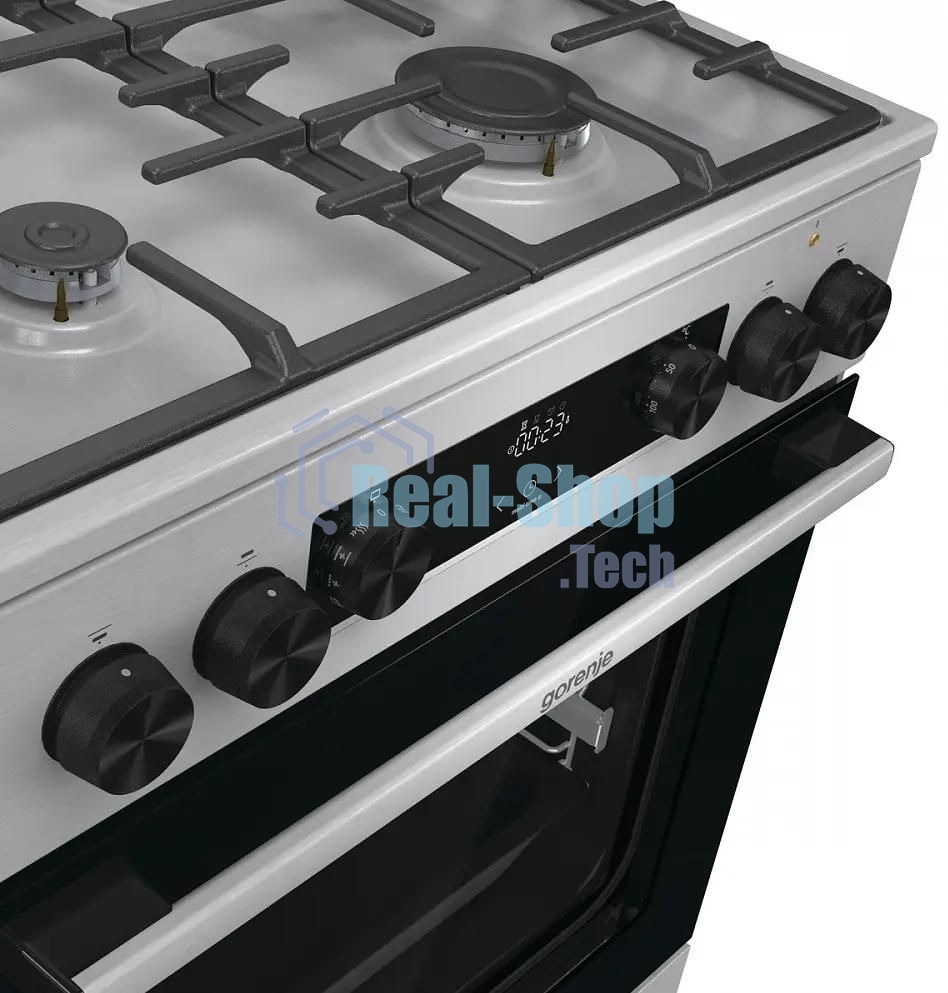 Плита комбинированная Gorenje GKS6C72XF серебристый, конфорок 4 газовых, духовка 71 л, 60 см x 85 см x 60 см