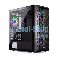 Компьютерный корпус ABR Quantum черный (1хUSB Type-C, 2хUSB 2.0, HD Audio, 4xRGb Fan, ATX, E-ATX)