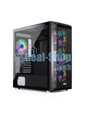 Компьютерный корпус ABR Quantum черный (1хUSB Type-C, 2хUSB 2.0, HD Audio, 4xRGb Fan, ATX, E-ATX)
