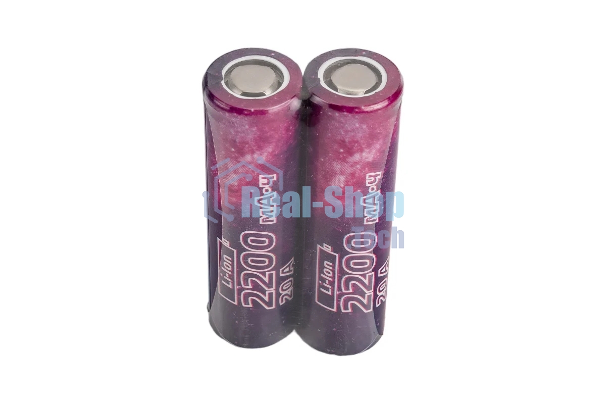 Аккумулятор 18650 Li-ion 2200мА.ч без защиты высокотоковый низкая шляпка (уп.2шт) КОСМОС KOC18650Li22UL20CS2