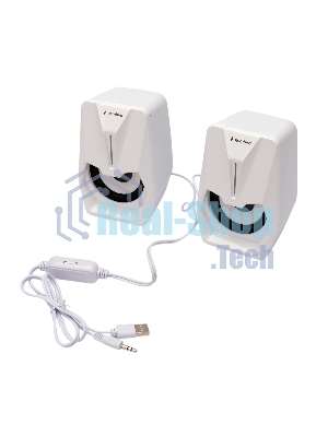 Акустическая система 2.0 Gembird SPK-303-W, 6Вт, пластик, рег.громкости, LED подсветка, белый