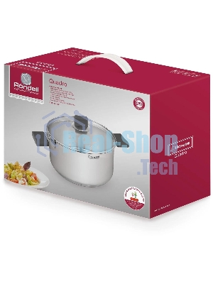 Кастрюля Rondell Quadro RDS-1597, 5.1 л, 24 см, с крышкой, сталь